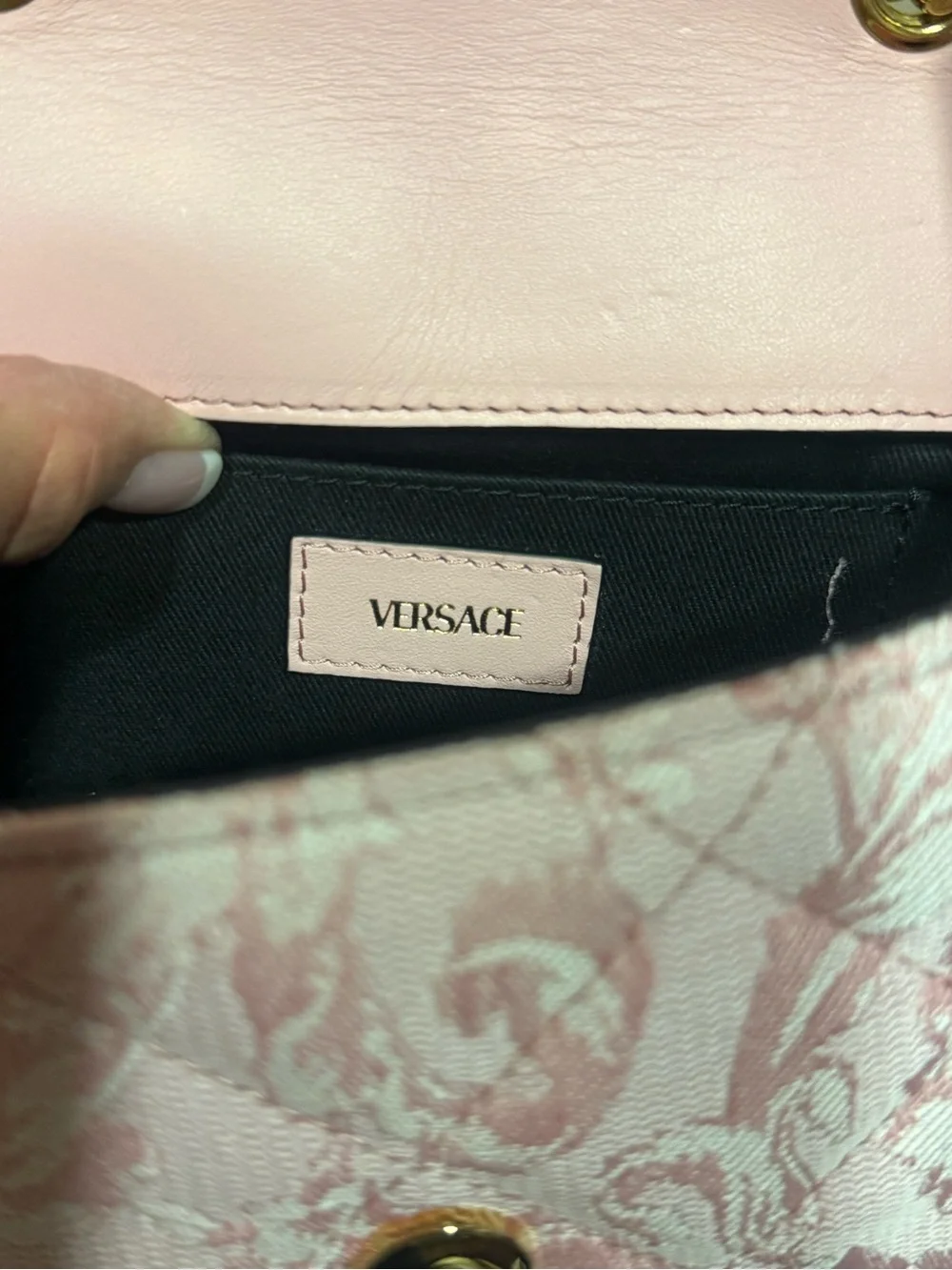 Versace Quilted Blush Pink Shoulder Bag with Gold Medusa Coin - Picture 9 of 11